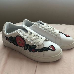 White Floral Embroidered Sneakers
